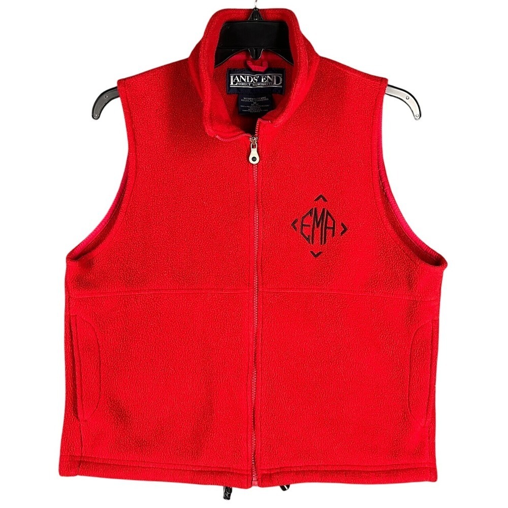 Lands End Fleece Zip Vest Women M 10 12 Relaxed Fit Casual Layering Outdoor - Picture 3 of 9